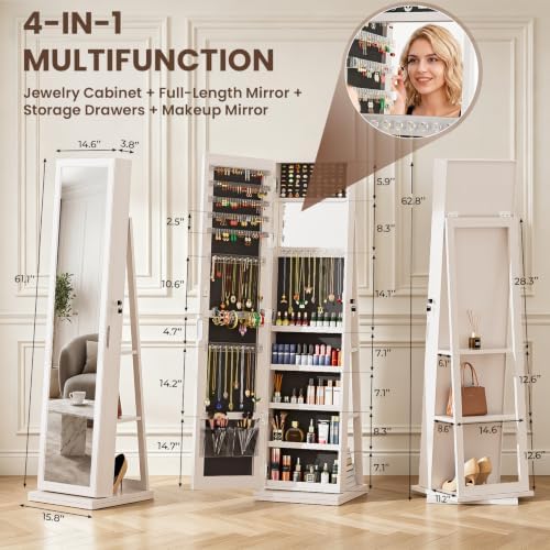 Szafka na biżuterię 4-w-1, zam – Full Length Mirror Jewelry Armoire recenzja i cena