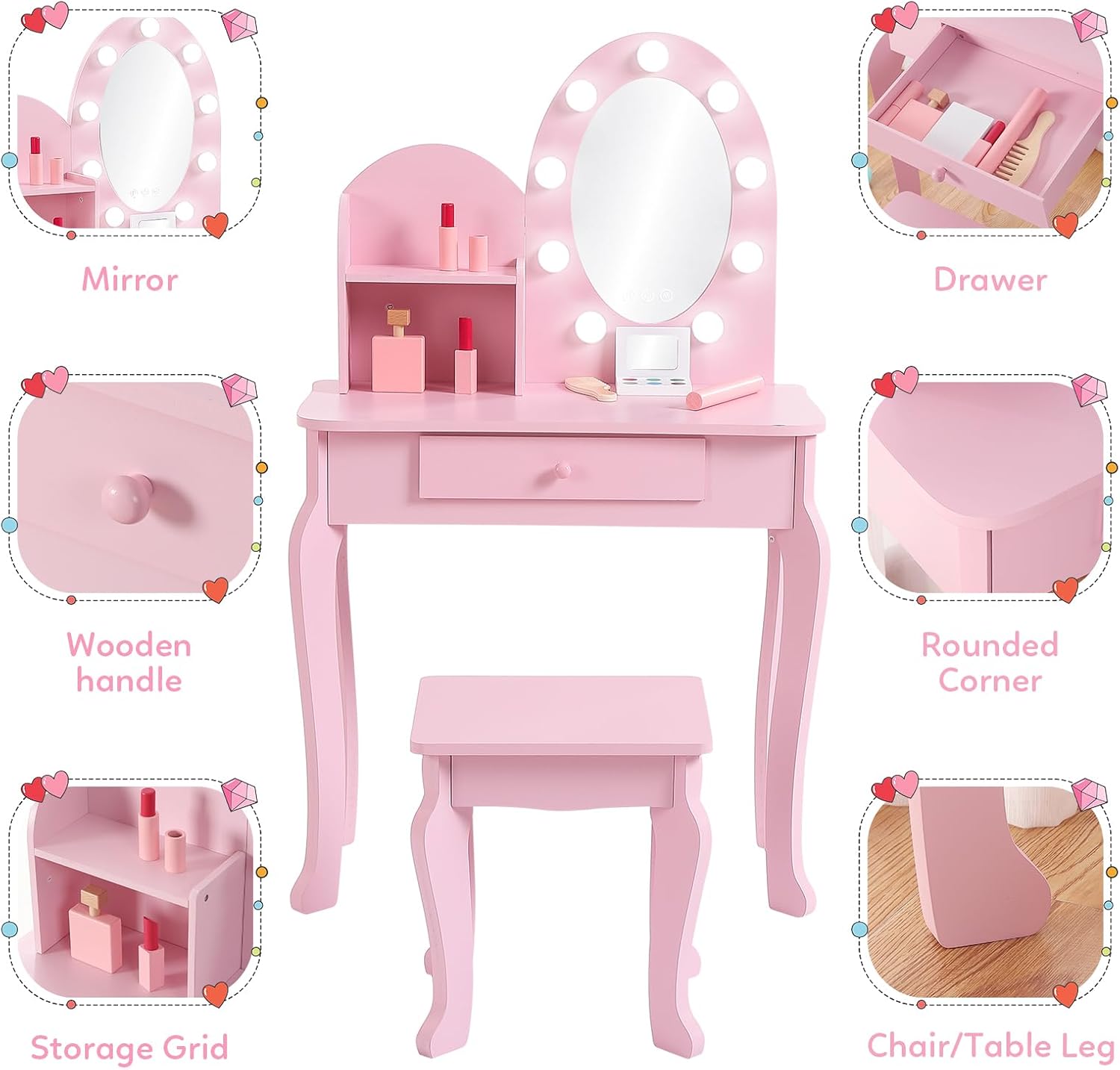 Zestaw do makijażu w stylu ksi – Dressing Table Vanity With Lighted Mirror recenzja i cena