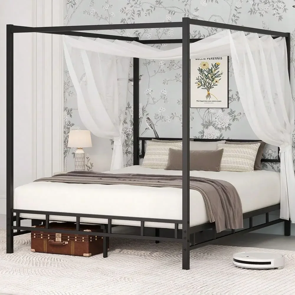 Metalowa rama łóżka z baldachi – Canopy Bed Frame Metal Queen recenzja i cena