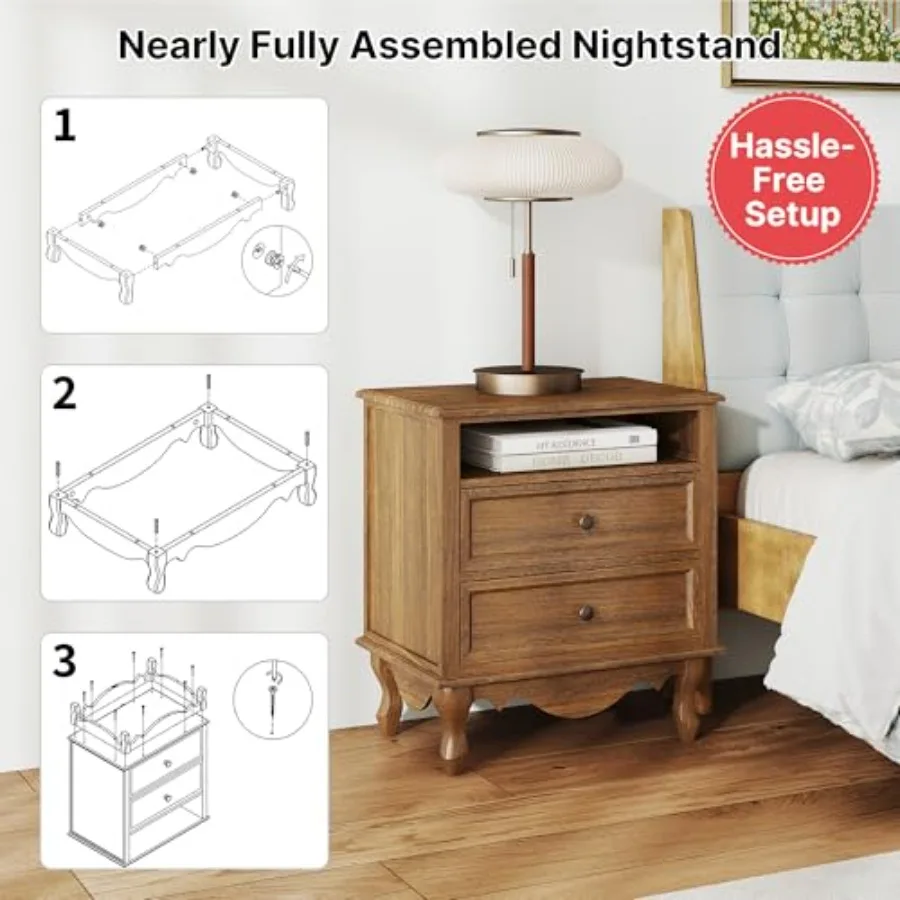Solidna, drewniana szafka nocn – Solid Wood Nightstand 2 Drawers recenzja i cena