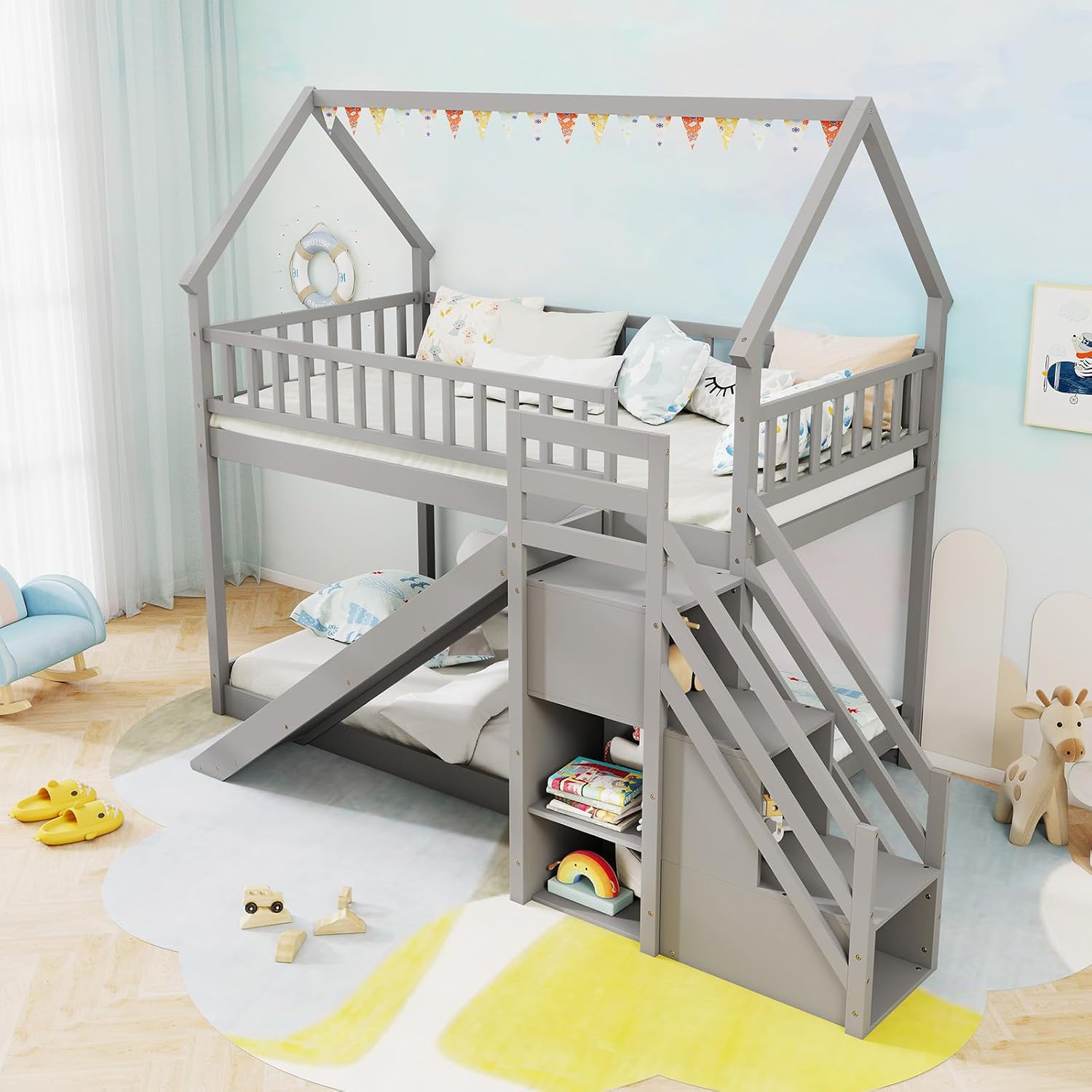 Podwójne łóżko piętrowe z ruch – Bunk Bed With Stairs And Slide recenzja i cena