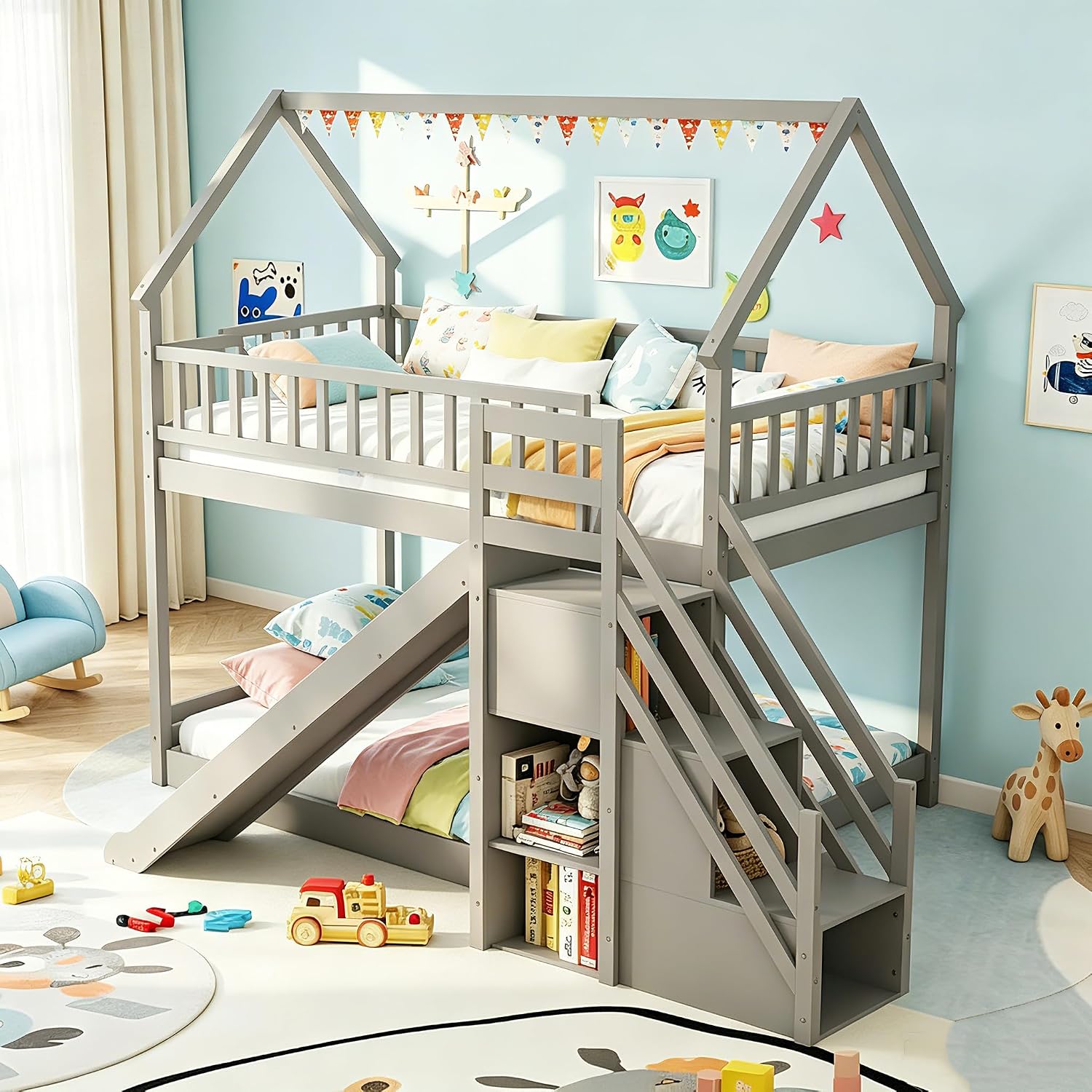 Podwójne łóżko piętrowe z ruch – Bunk Bed With Stairs And Slide recenzja i cena