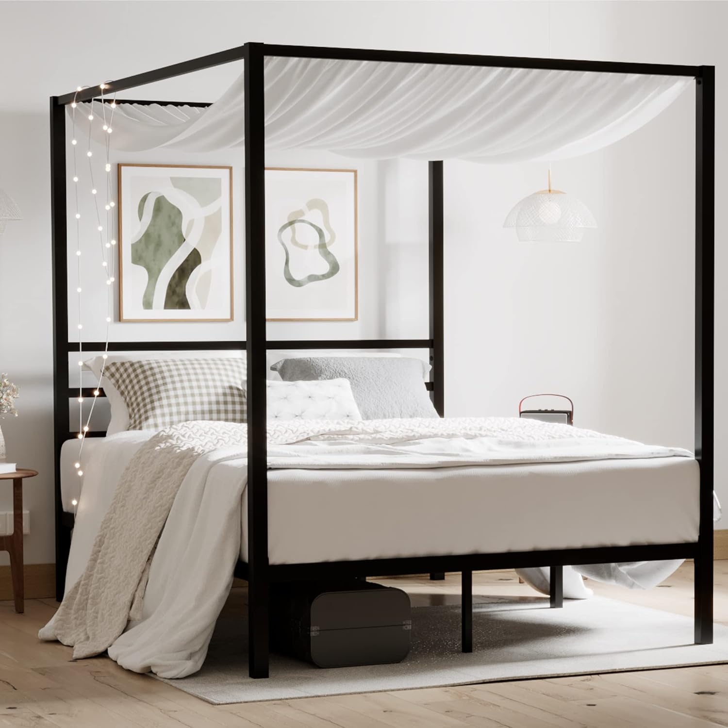 Rama łóżka z metalowym baldach – Canopy Bed Frame Metal Queen recenzja i cena